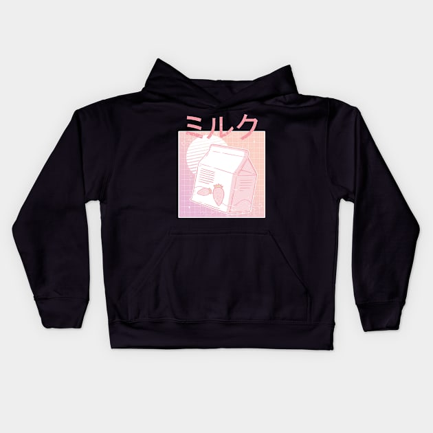 Japanese Strawberry Milk Kids Hoodie by Noveldesigns